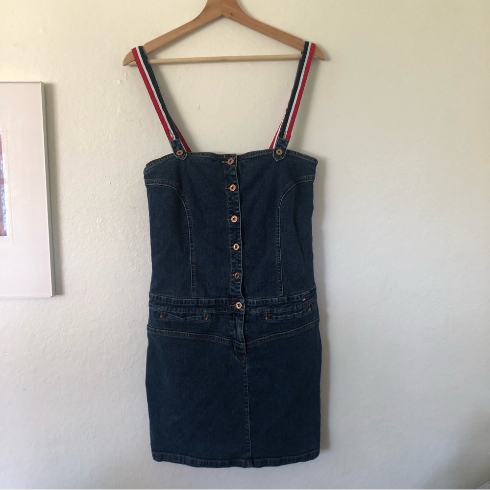 Tommy Jeans Vintage Denim Dress in Blue Red Sz M